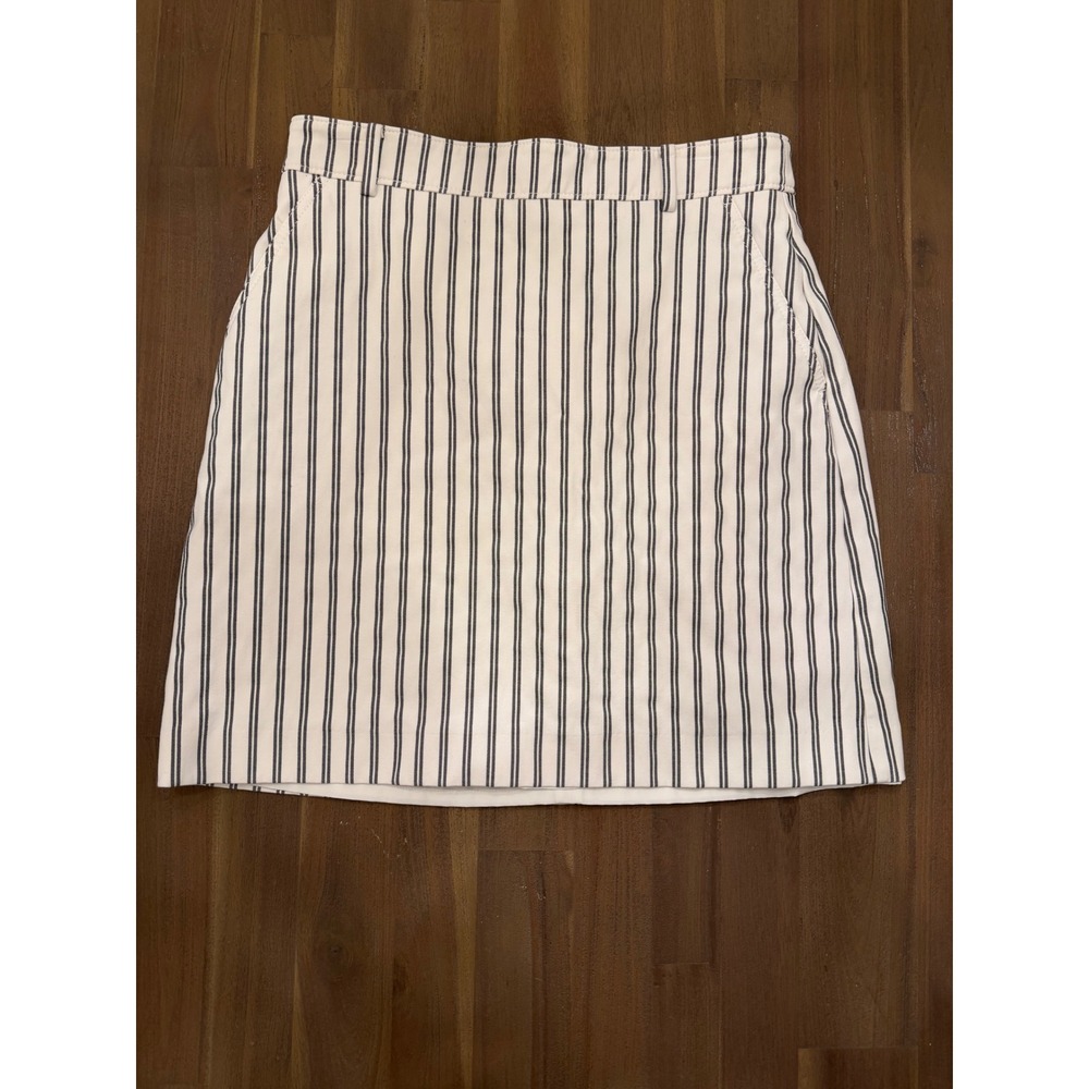 Striped A-Line Mini Skirt White & Black  Pinstripe‎ Size 8 491157